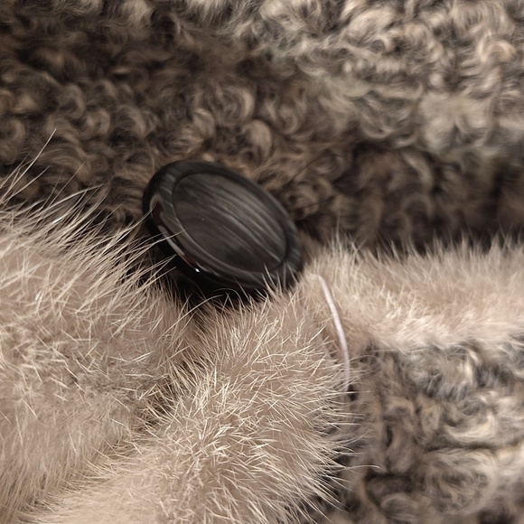 GRAY ASTRAKHAN LAMB & MINK FUR COAT JACKET WOMEN - Picture 13 of 16